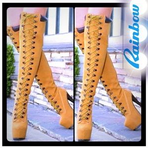 Platform Tan Construction Boot